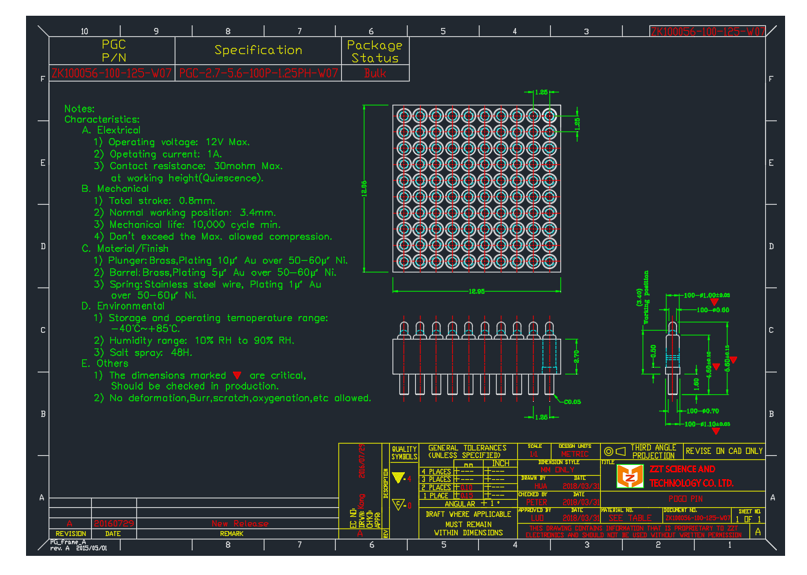 100 kontaktų Pogo PIN jungtis
