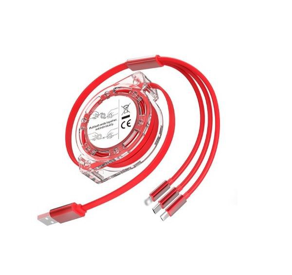 Ištraukiamas trijų viename duomenų įkrovimo kabelis